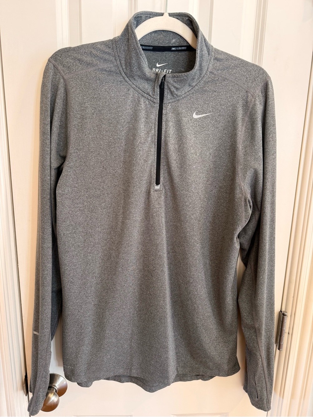 Nike Dri-FIT Heather Gray Performance Top with White Swoosh